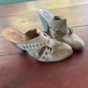 Stylish Suede Heeled Mules